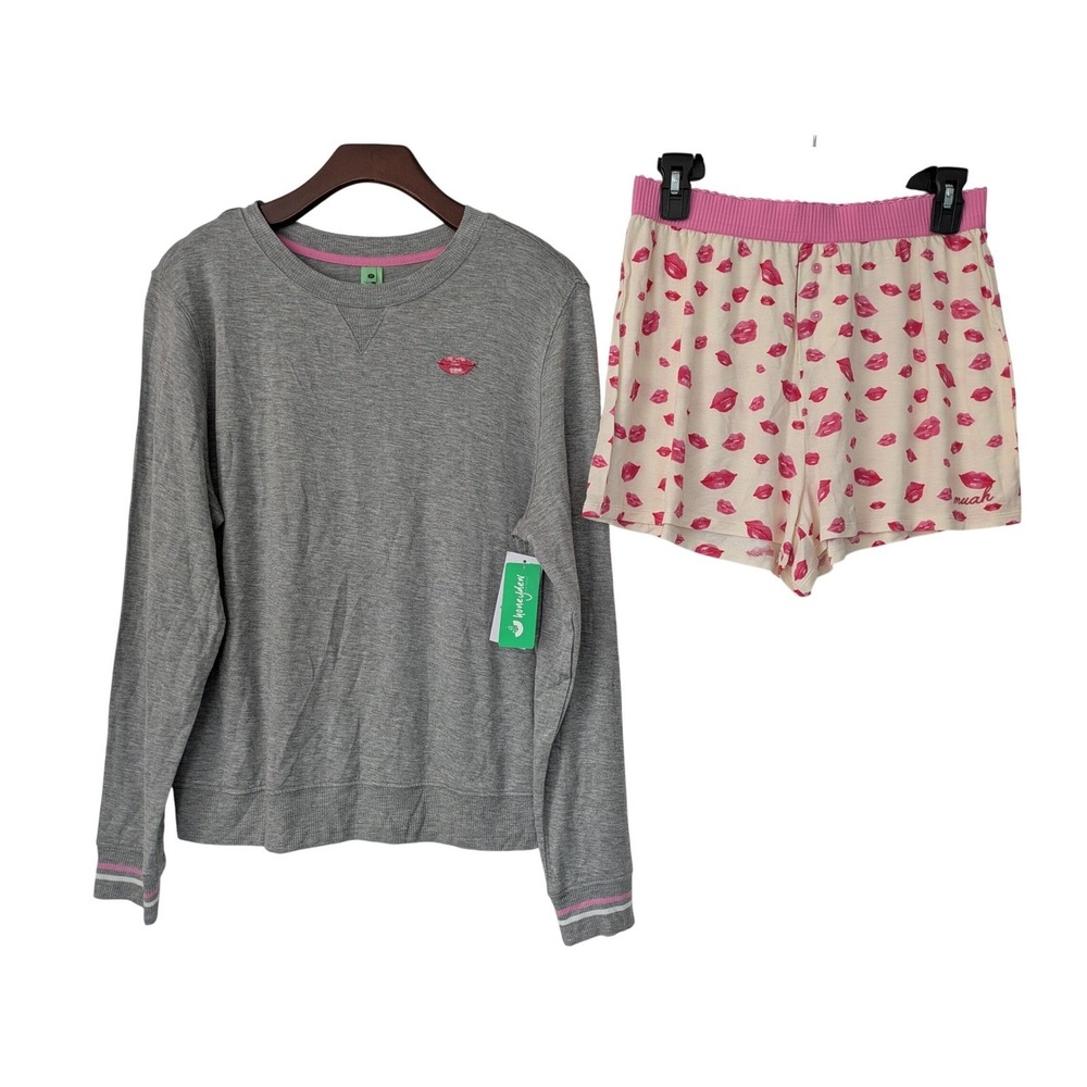 Honeydew Sugar Sweetheart Shortie Pajama Set‎ Womens Size XS Beso Lips NWT